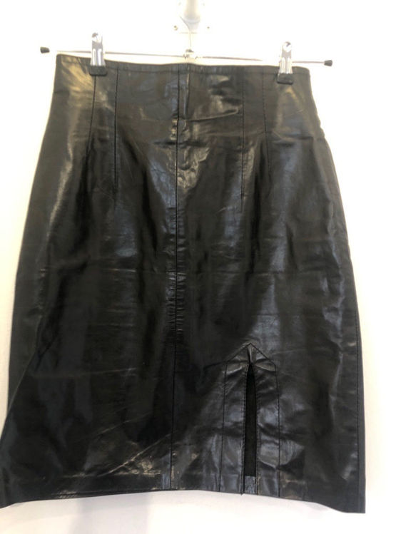 Billede af Utzon sort skind nederdel 