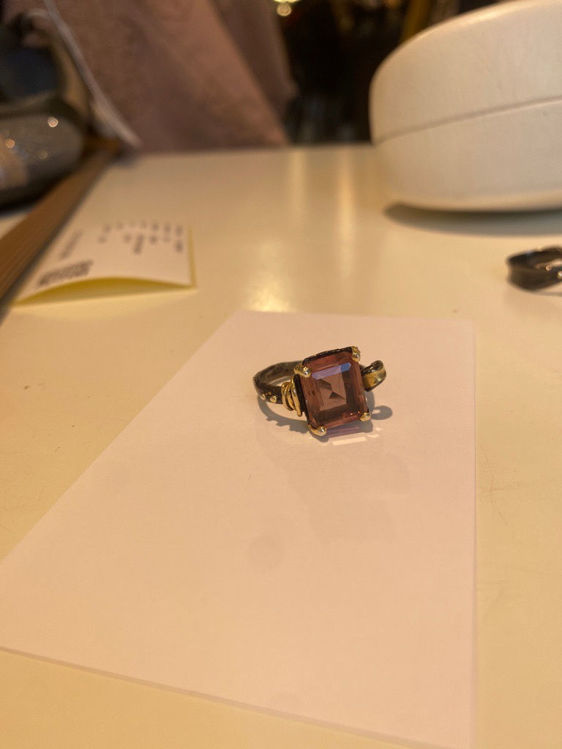 Billede af forgyldt sølv ring med rhodium og ægte sten 