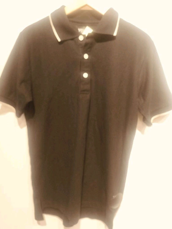 Billede af Polo tshirt sort med beige kanter