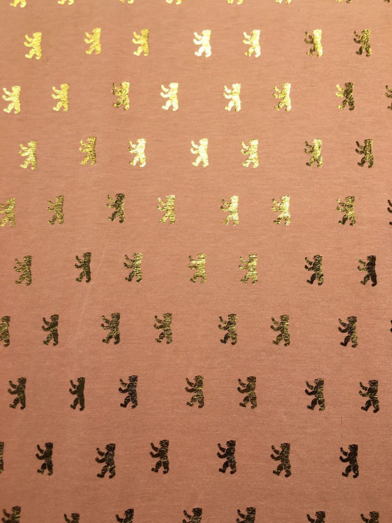 Billede af Ferskenfarvet tørklæde m guldmønster