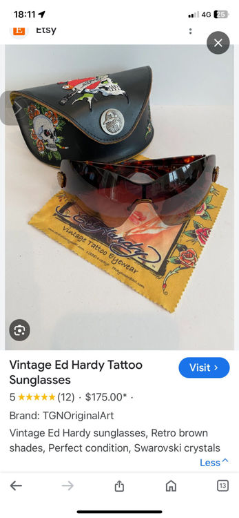 Billede af Vintage nye tattoo of Ed Hardy with Swarowski crystals solbriller