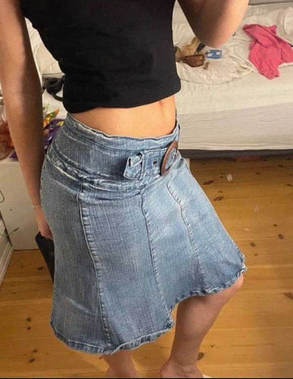 Billede af Vintage denim midi nederdel