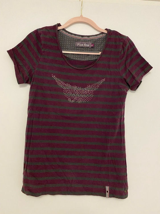 Billede af Plus fine str M t-shirt stribet sten
