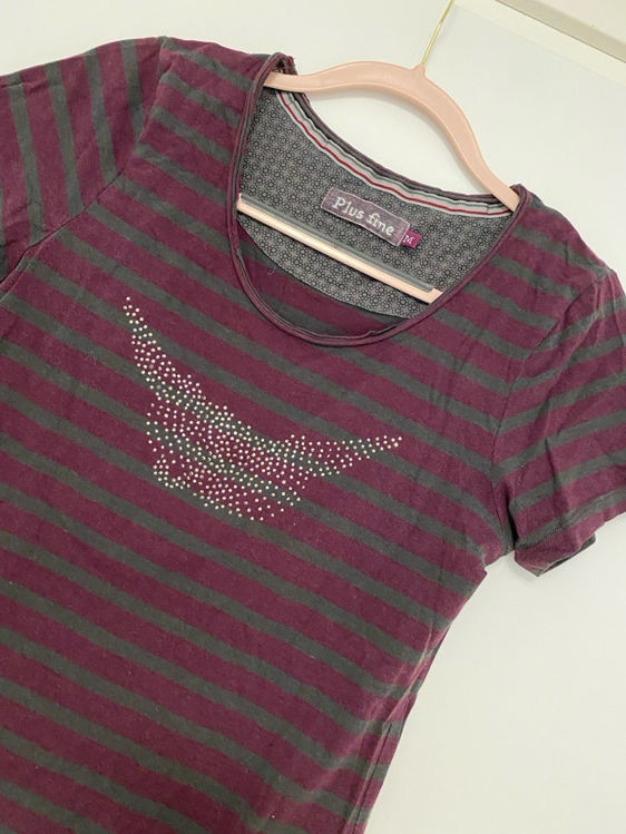 Billede af Plus fine str M t-shirt stribet sten