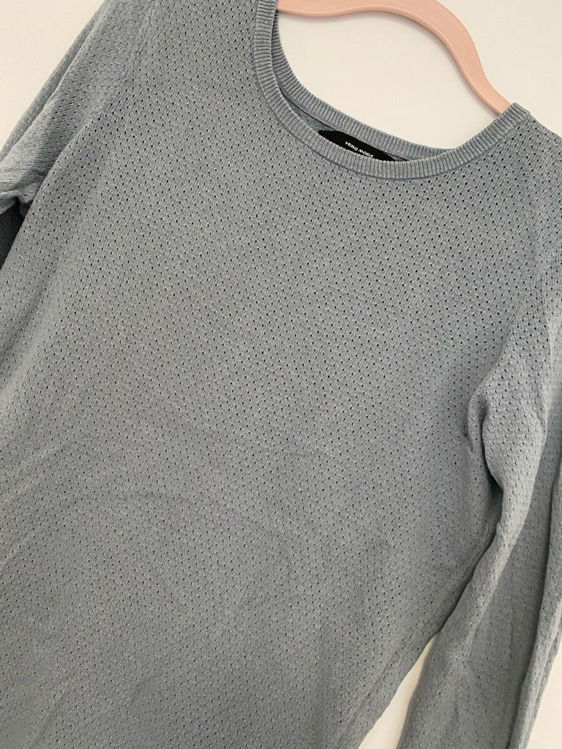 Billede af Vero Moda str M gråblå tynd strik l/s