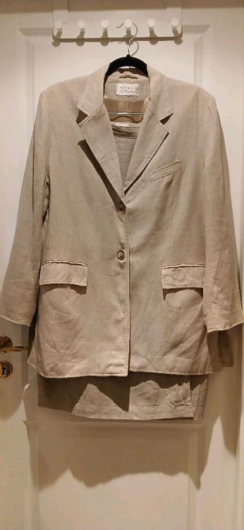 Billede af Hør sæt med nederdel og blazer 
